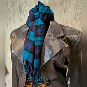 Plaid Cashmere Scarf Academia Blue Purple